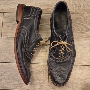 ALLEN EDMONDS‎ Neumok Dark Blue Grey Leather Sz 12 D Mens Wing Tip Oxfords Shoes